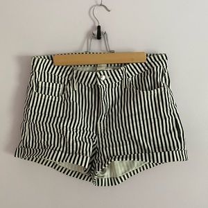Women’s Black and White Striped Shorts